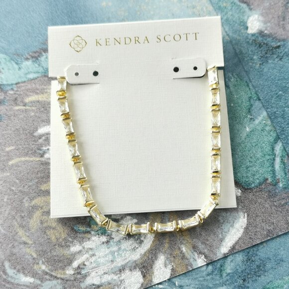 Kendra Scott Juliette Gold White Crystal Strand Necklace New w/dust bag - Picture 1 of 3